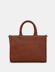 Yoshi - Vegan Leather / Faux Leather Bookworm Library Brown Grab Bag with Detachable Shoulder Strap