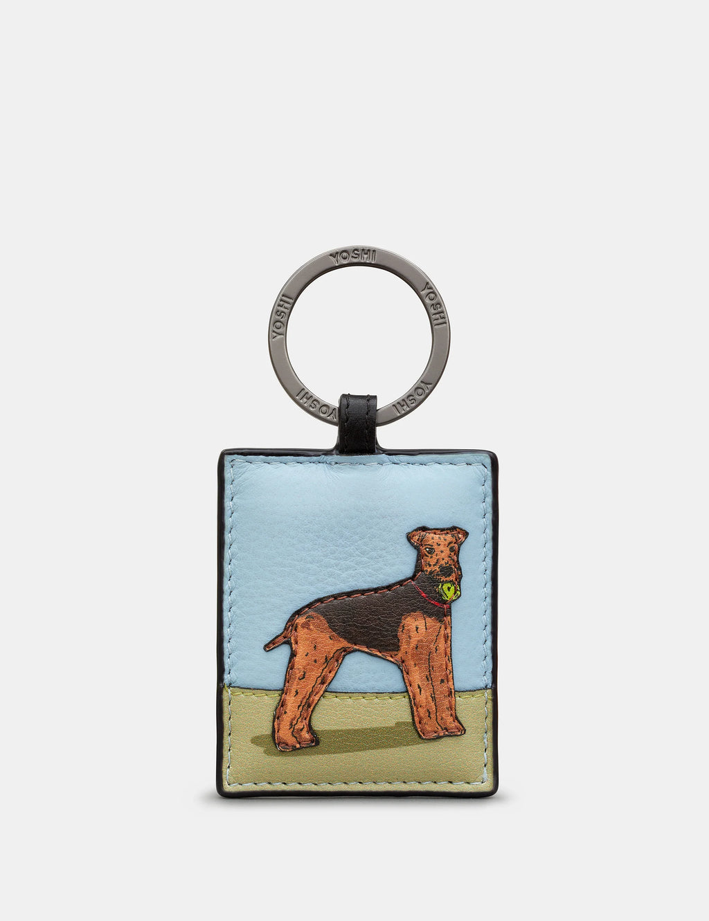 Yoshi - Dog Walk Airedale Terrier Leather Key Ring
