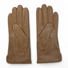 Womens Tan Italian Leather Gloves with Wool Lining