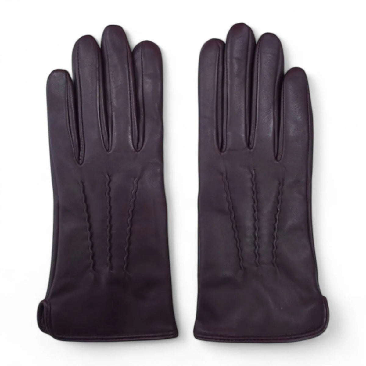 Womens Purple Italian Leather Gloves with Wool Lining
