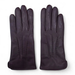 Womens Purple Italian Leather Gloves with Wool Lining