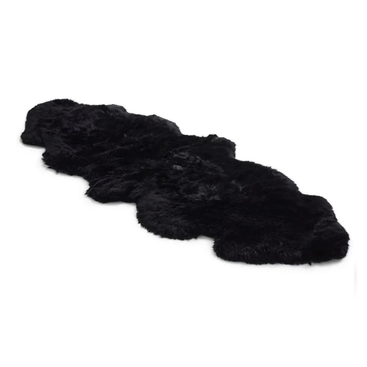 Large Silky Soft Black Genuine Sheepskin Rug