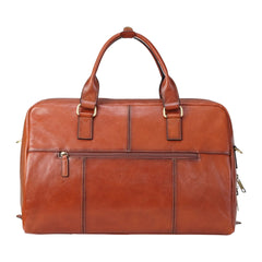 Deep Tan Vintage Leather Holdall With Detachable Shoulder Strap