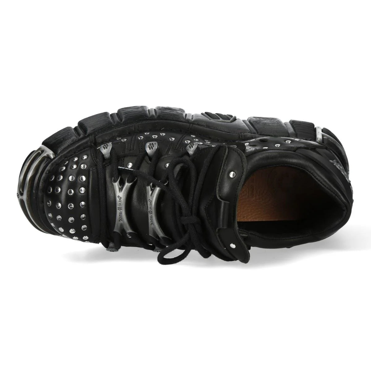 NEW ROCK - M-120NR-C1 Studded Black Leather Platform Boots