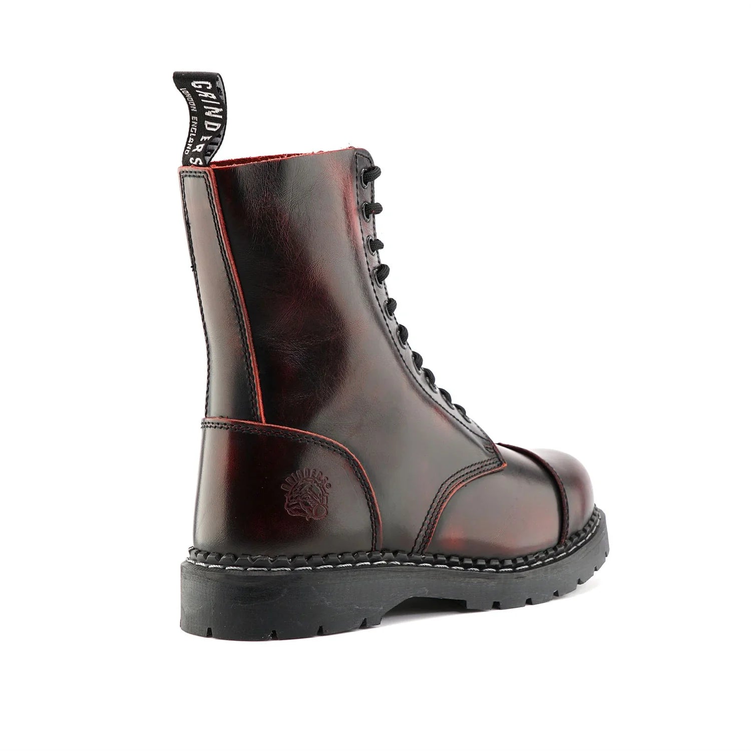 Grinders - Stag CS wine Leather Steel Toecap Unisex Military Style Boots