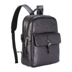 Large Black Vintage Leather Laptop Rucksack