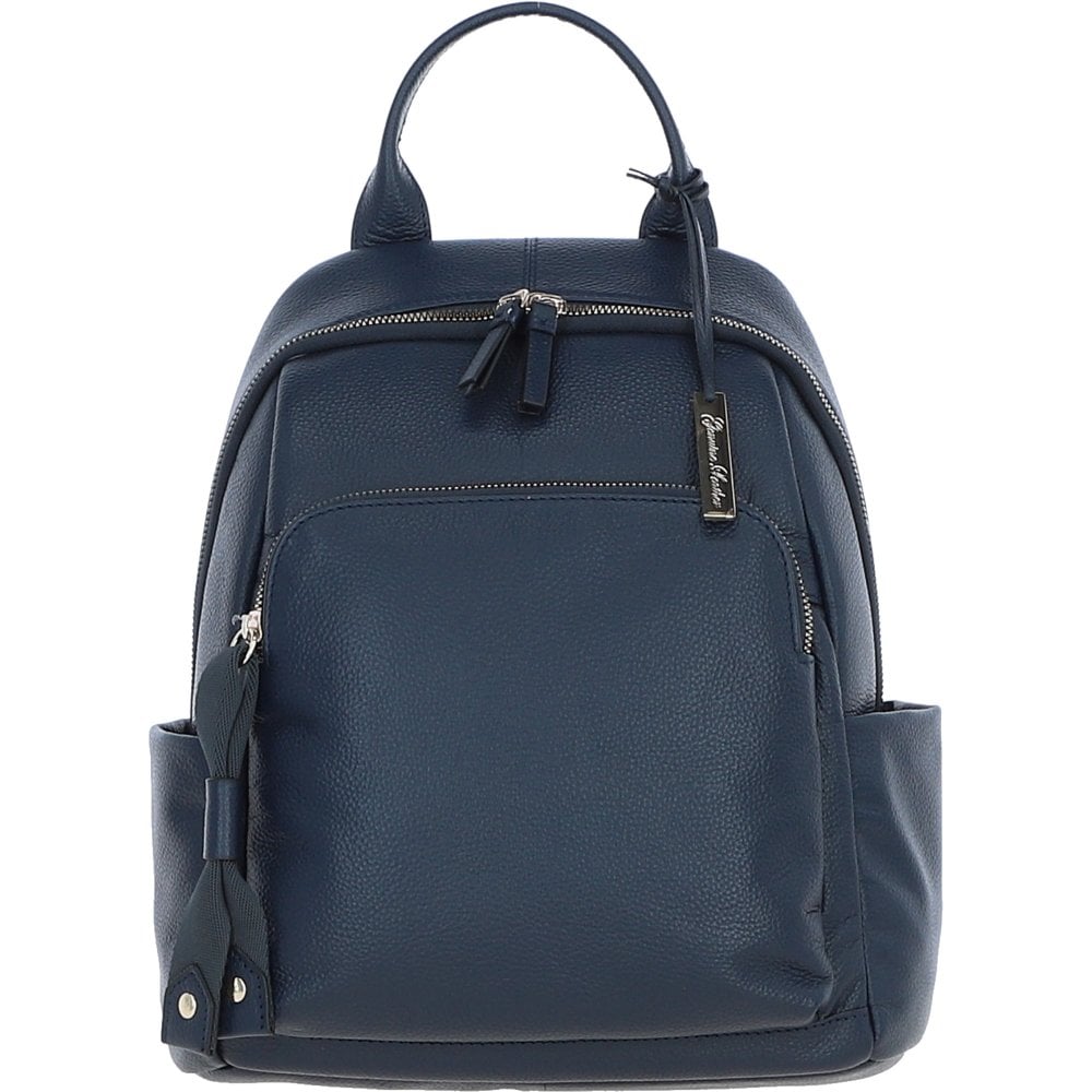 Ladies Navy Leather Rucksack