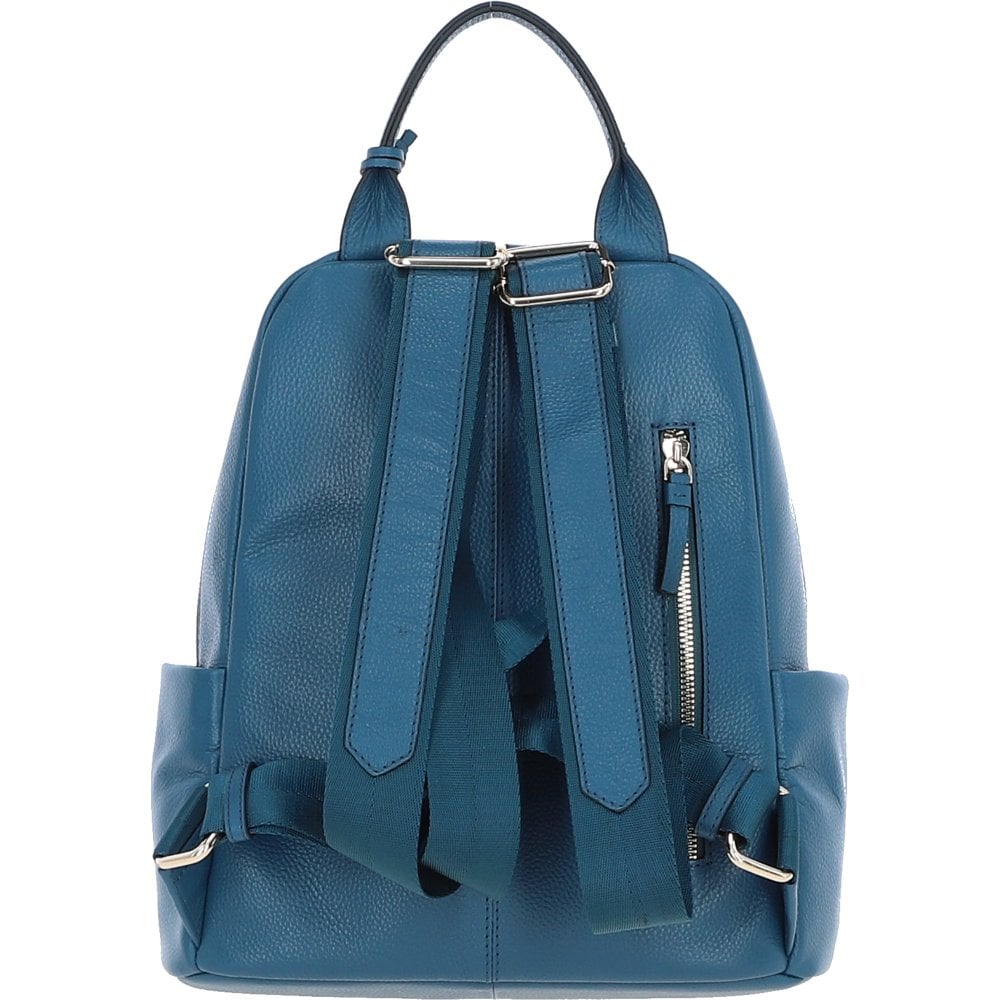 Ladies Petrol Blue Leather Rucksack