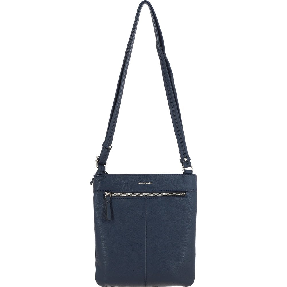 Ladies Navy Leather Cross Body Bag