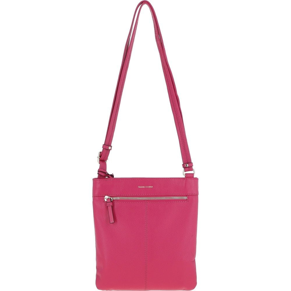 Ladies Hot Pink Leather Cross Body Bag