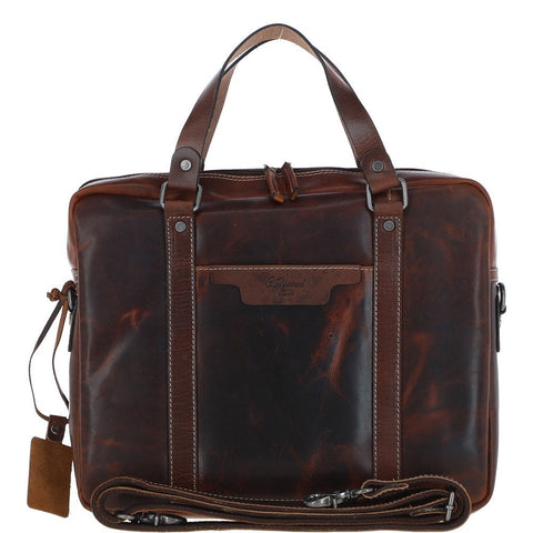 Sacoche Messager Vintage Cuir Bordeaux - 16.25 X 10.75 Pouces - Mallette Homme