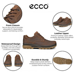 Ecco - Men's Camel Brown Leather Waterproof Casual Shoes: Rugged Track 25