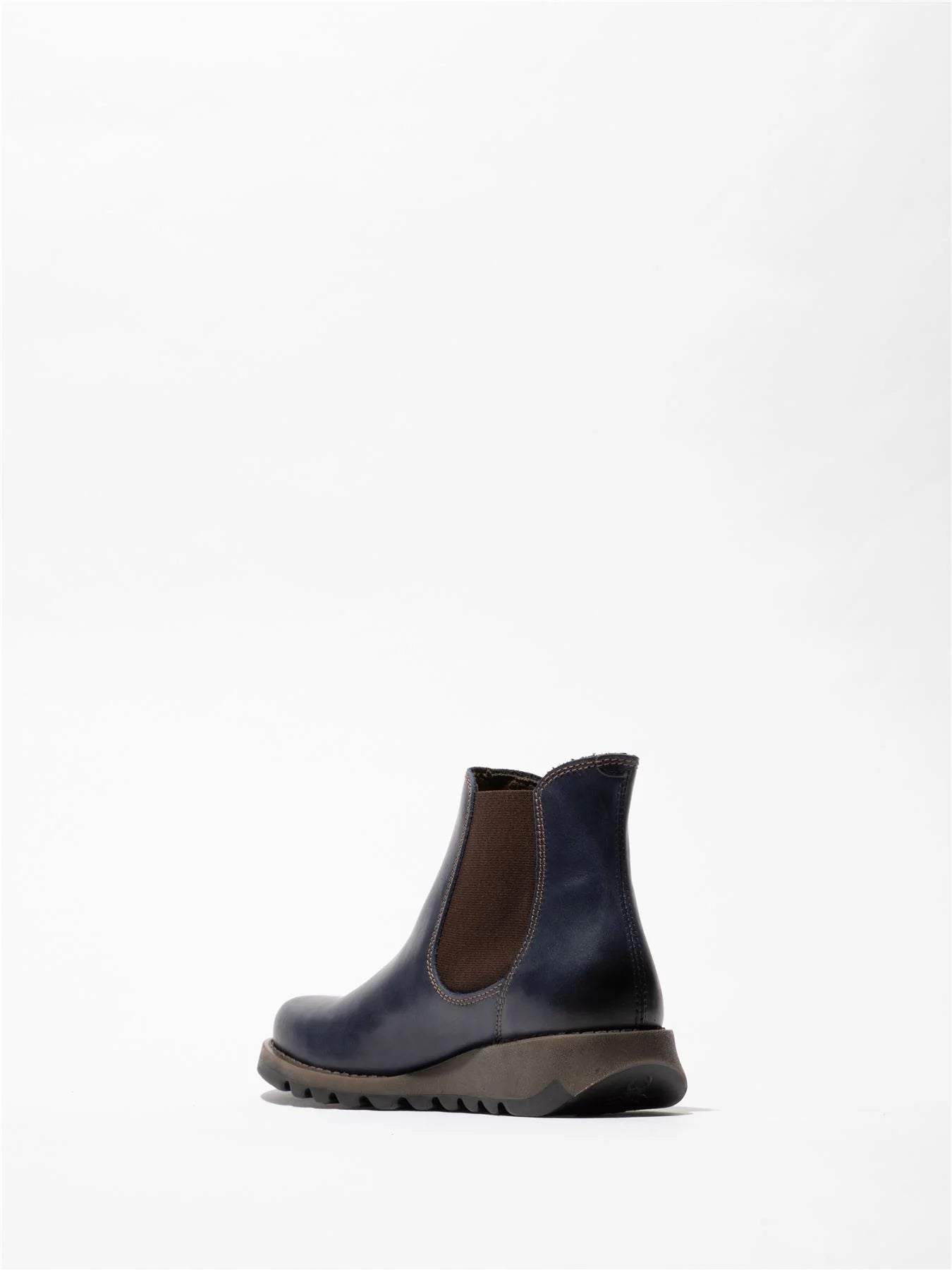 Fly London - SALV Women's Blue Leather Wedge Chelsea Boots