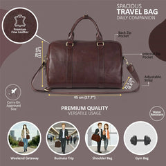 Chestnut Brown Vintage Leather Holdall With Detachable Shoulder Strap