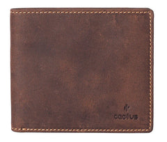 Cactus Buff Brown Leather Basic Wallet with RFID