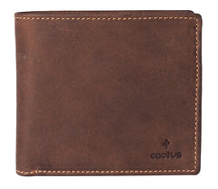Cactus Buff Brown Leather Card & Coin Wallet with RFID