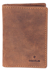 Cactus Buff Brown Leather Card & ID Wallet with RFID