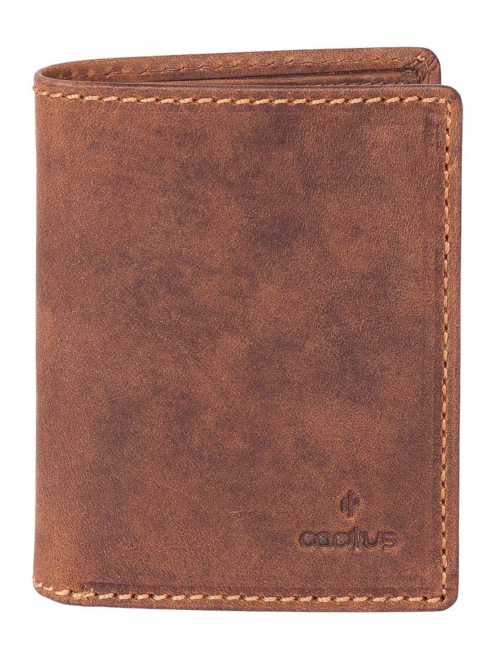 Cactus Buff Brown Leather Card, Note & ID Wallet with RFID