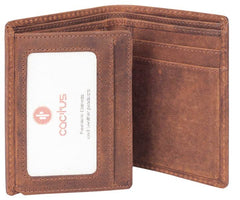 Cactus Buff Brown Leather Card, Note & ID Wallet with RFID