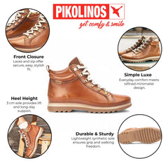 Pikolinos - Women's Vigo Brandy Brown Leather Trainers