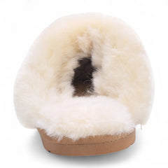 Womens Chestnut Genuine Sheepskin Mule Slippers: Luna