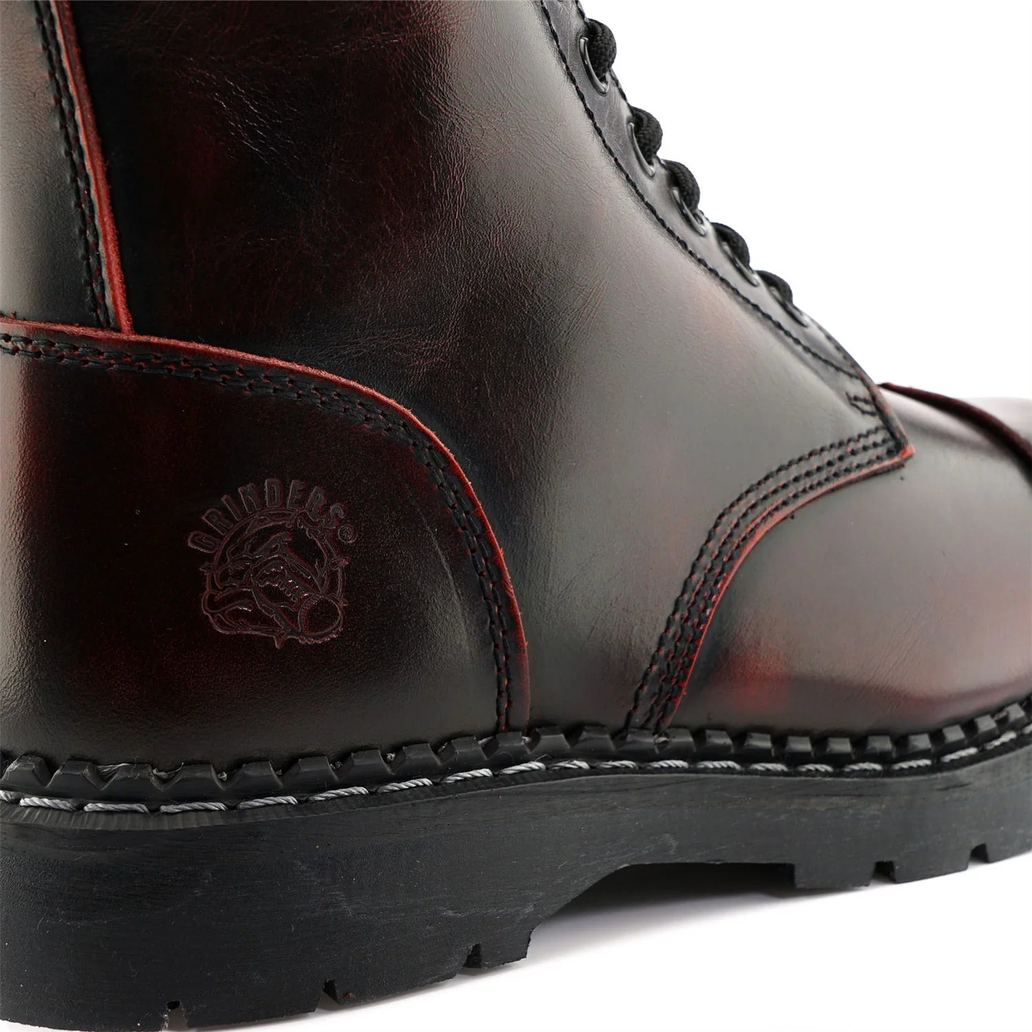 Grinders - Stag CS wine Leather Steel Toecap Unisex Military Style Boots