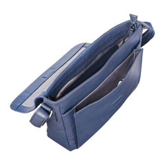Navy Vintage Leather Flap Over Laptop Messenger Satchel