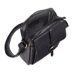 Black Vintage Leather Cross Body Travel Bag