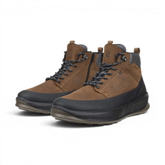 Ecco - Men's Camel & Black Leather Waterproof Hiking Boots: Byway 2.0