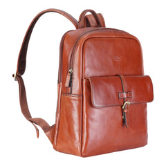 Large Deep Tan Vintage Leather Laptop Rucksack