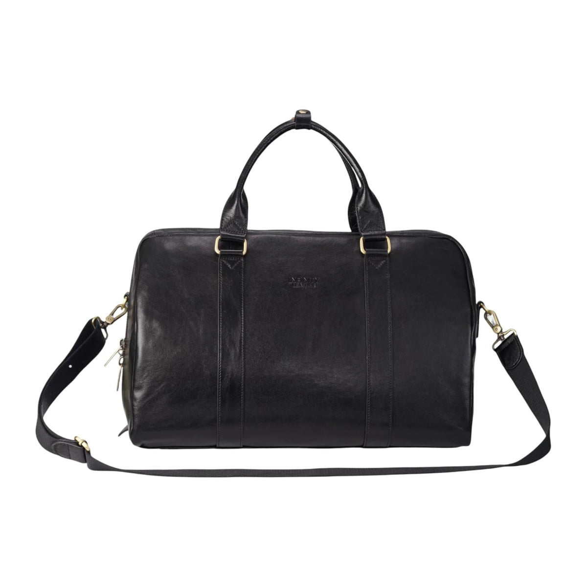Black Vintage Leather Holdall With Detachable Shoulder Strap