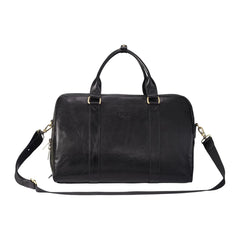 Black Vintage Leather Holdall With Detachable Shoulder Strap