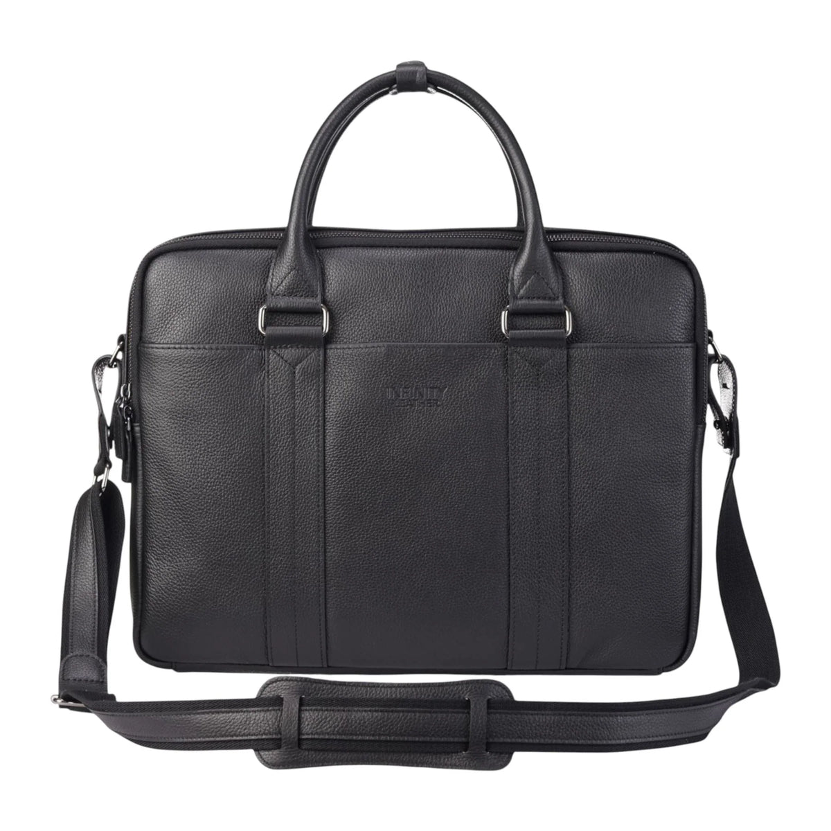 Black Vintage Leather Laptop Messenger Briefcase With Detachable Shoulder Strap