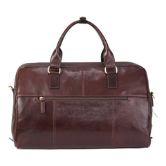 Chestnut Brown Vintage Leather Holdall With Detachable Shoulder Strap