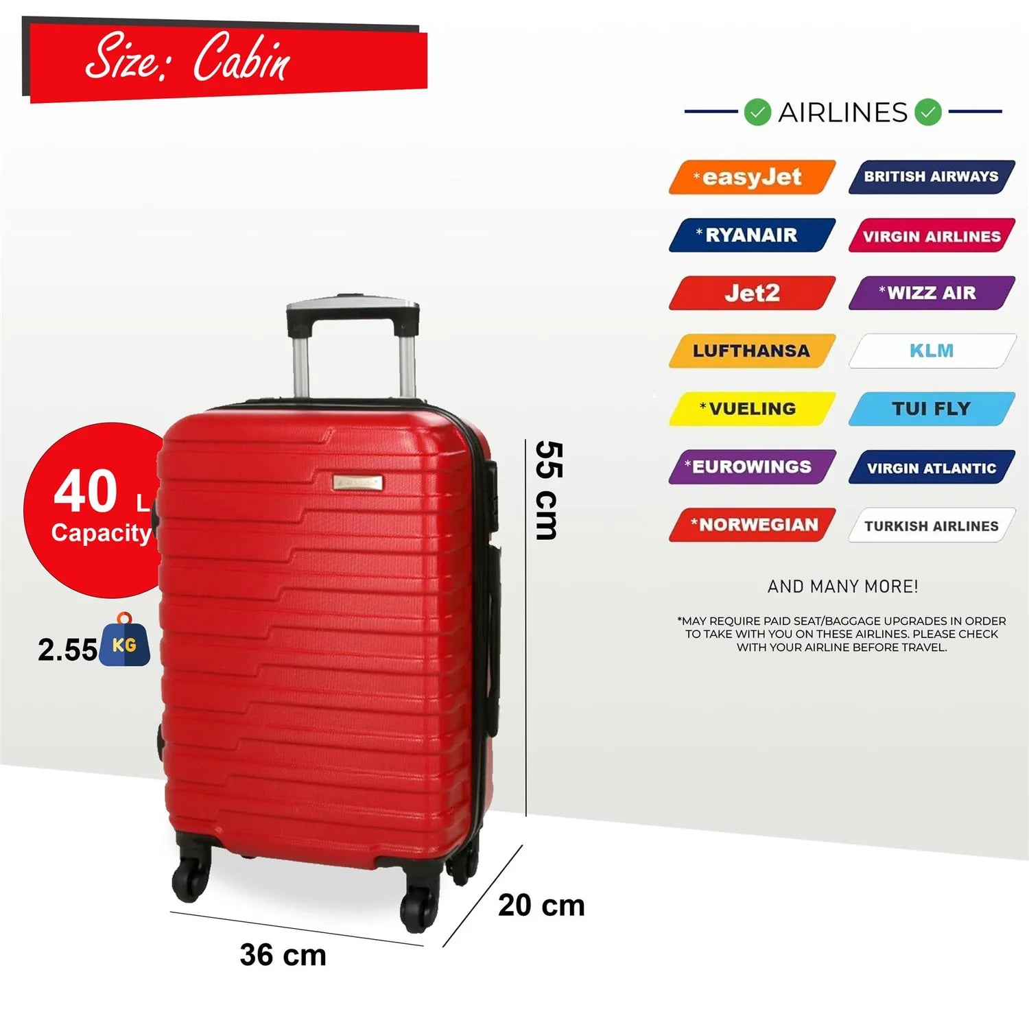 Crossville Cabin Hard Shell Red Suitcase