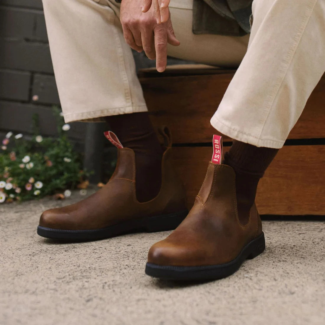 Rossi - 607 Booma Tan Leather Chelsea Boots