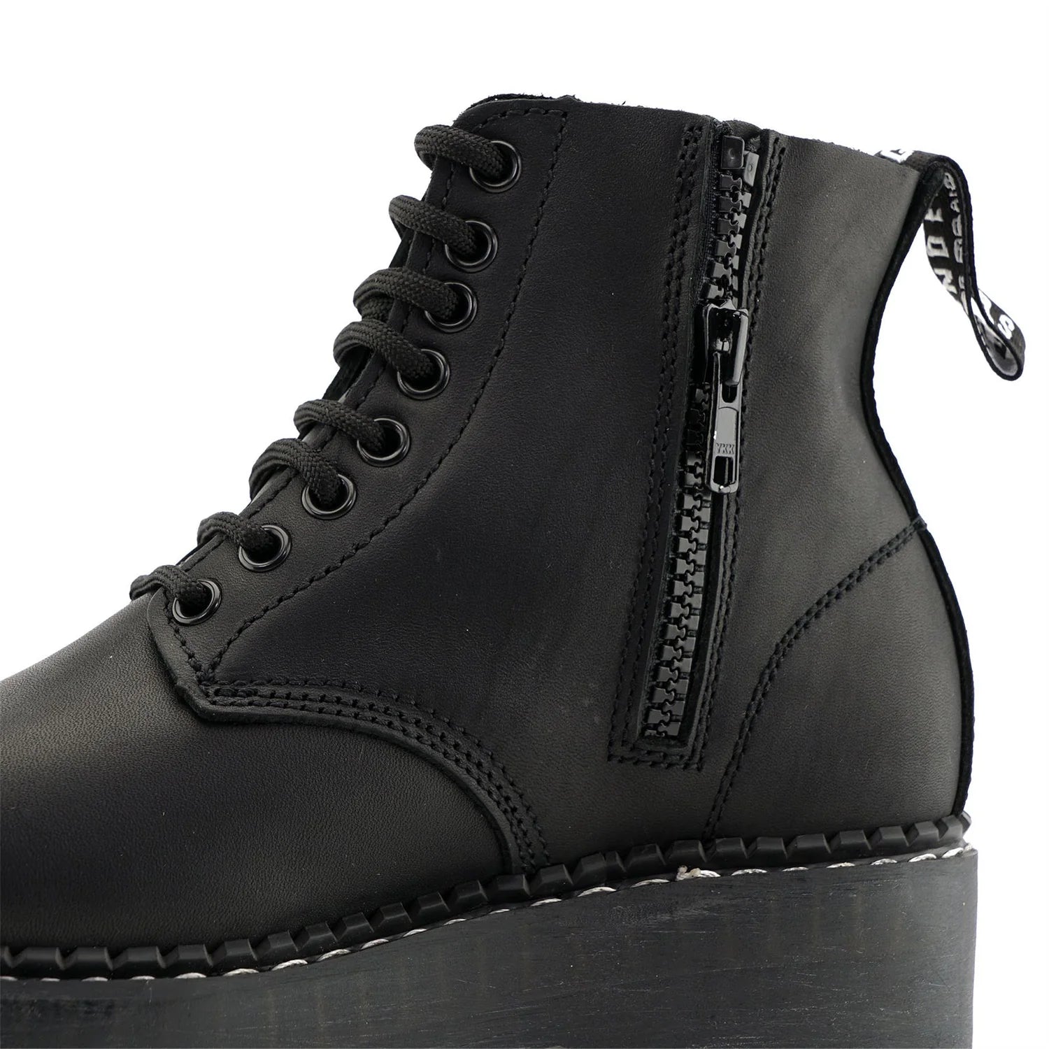 Grinders - Charlie ACS Black Leather Lace Up Ankle Boots
