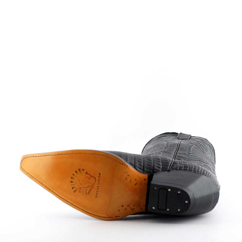 Grinders - Carolina Black Leather Cowboy / Western Style Boots