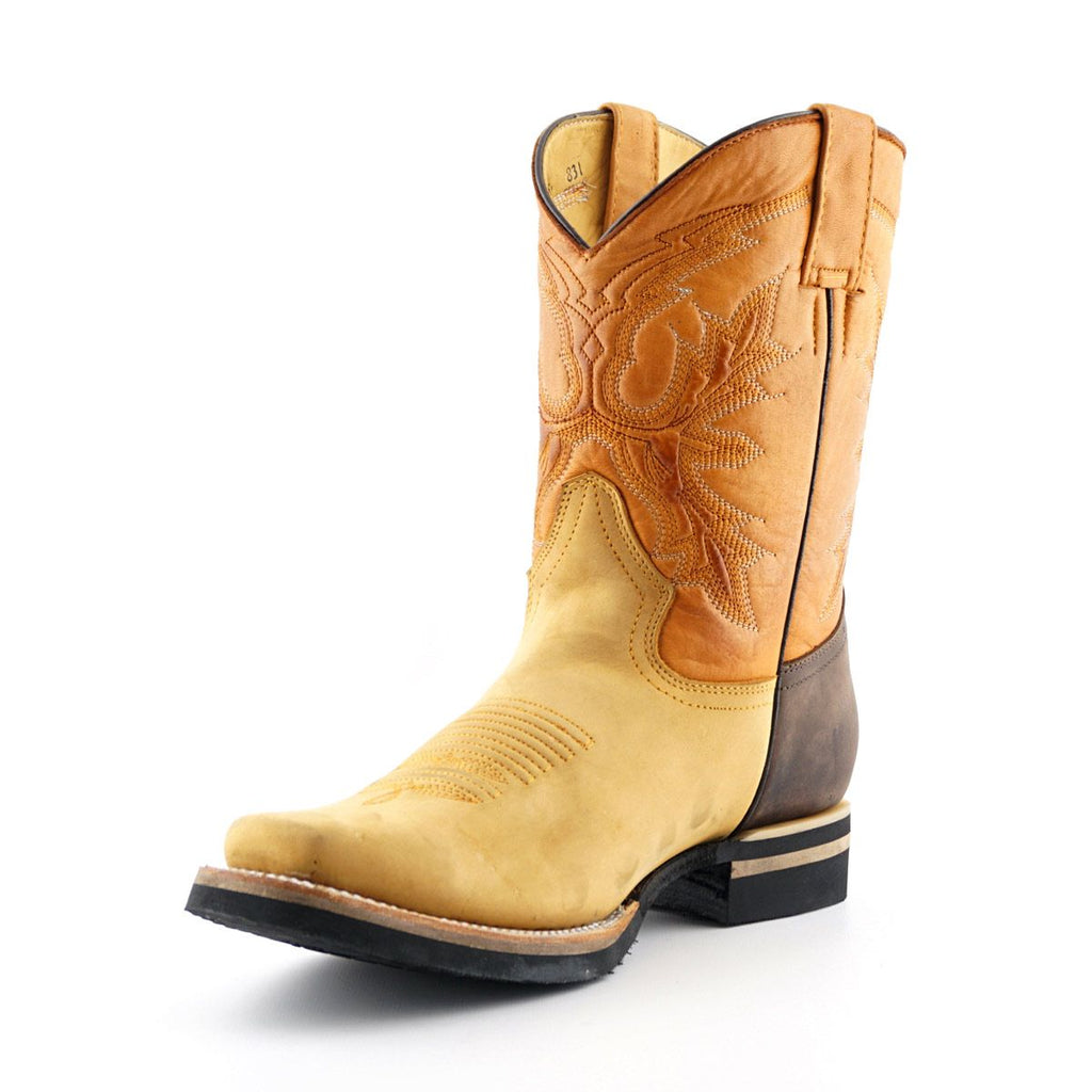 Grinders - El Paso-Tan and Brown Leather Cowboy / Western Style Boots