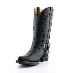 Grinders - Galveston Black Leather Cowboy / Western  Style Boots