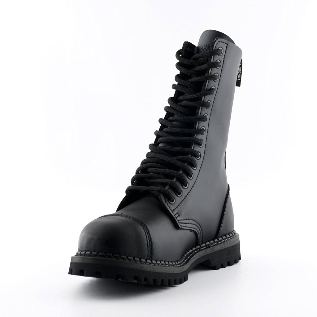 Grinders - Herald Black Leather Unisex Military Style Boots