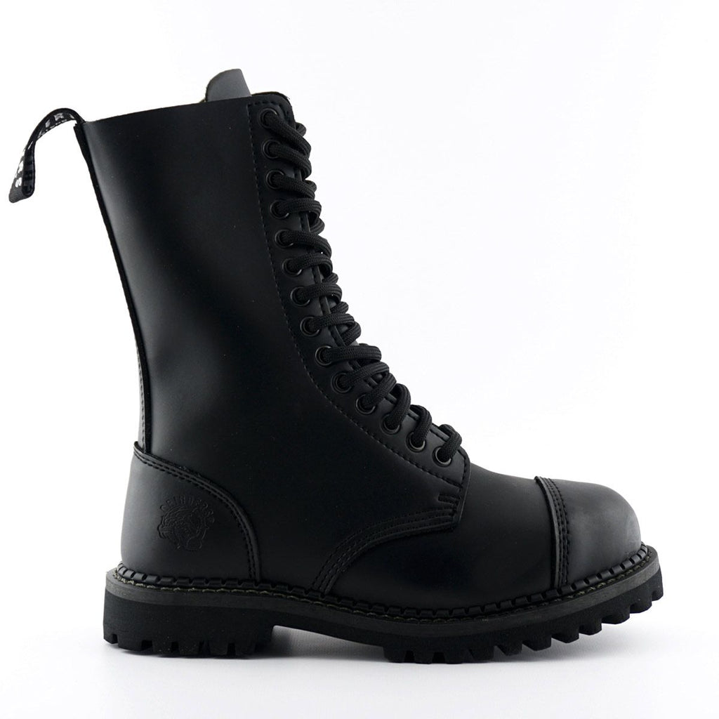 Grinders - Herald Black Leather Unisex Military Style Boots