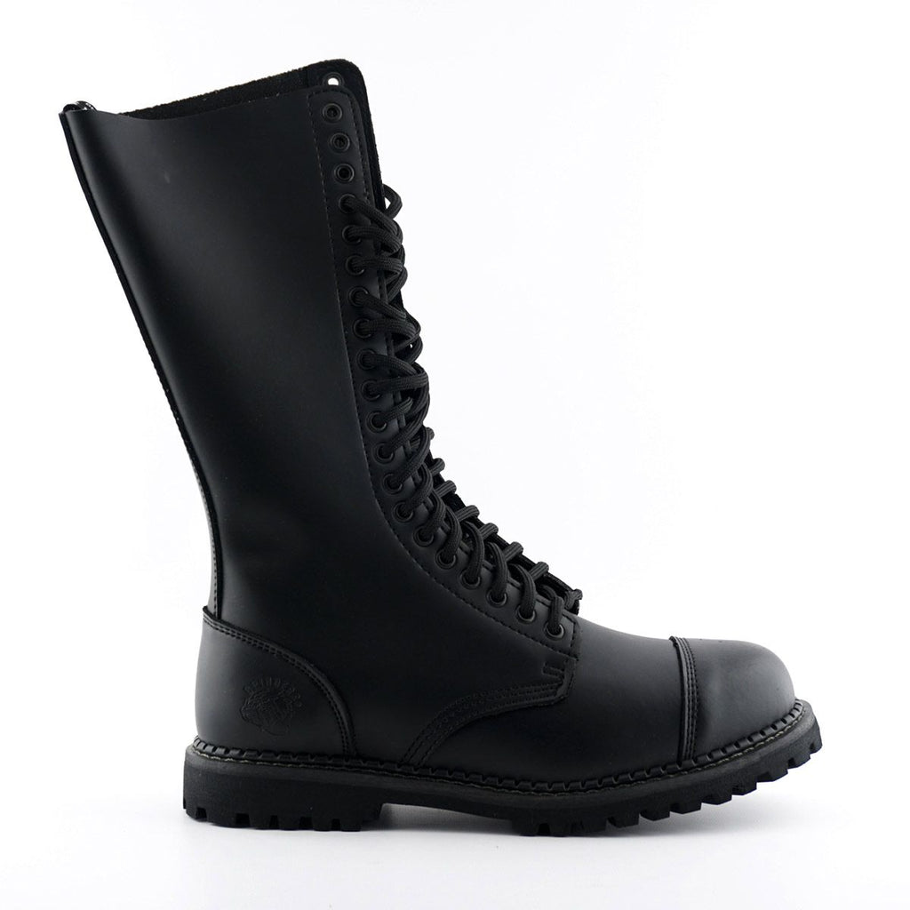Grinders - King Black Leather Steel Toe Unisex Military Style Boots