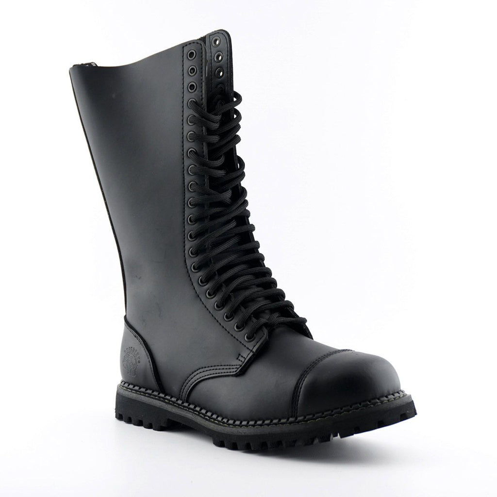 Grinders - King CS Black Leather Steel Toe Unisex Military Style Boots