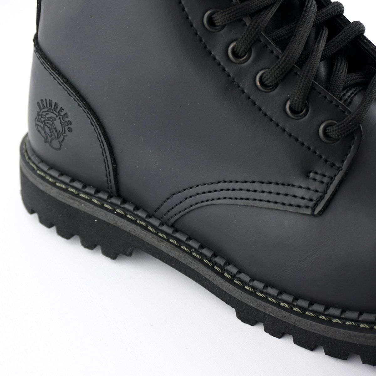 Grinders - Stag CS Black Leather Steel Toecap Unisex Military Style Boots