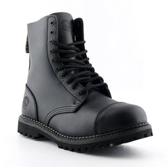 Grinders - Stag CS Black Leather Steel Toecap Unisex Military Style Boots
