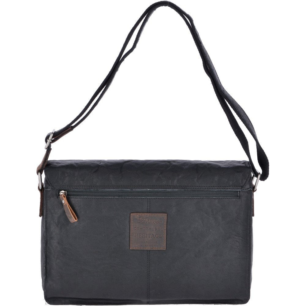 Black with Brown Vintage Leather Laptop Messenger Bag