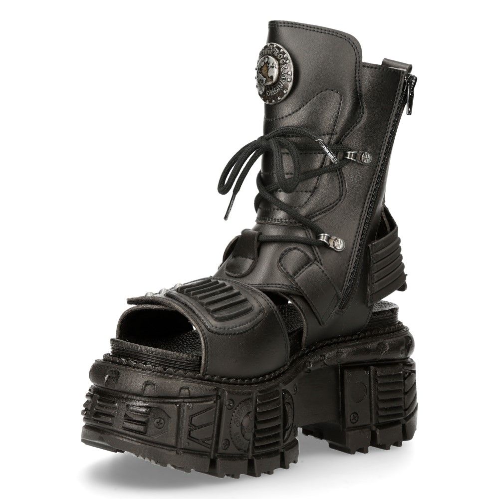 Vegan NEW ROCK - BIOS107-V1 - Black Vegan Leather Sandals – Leather ...