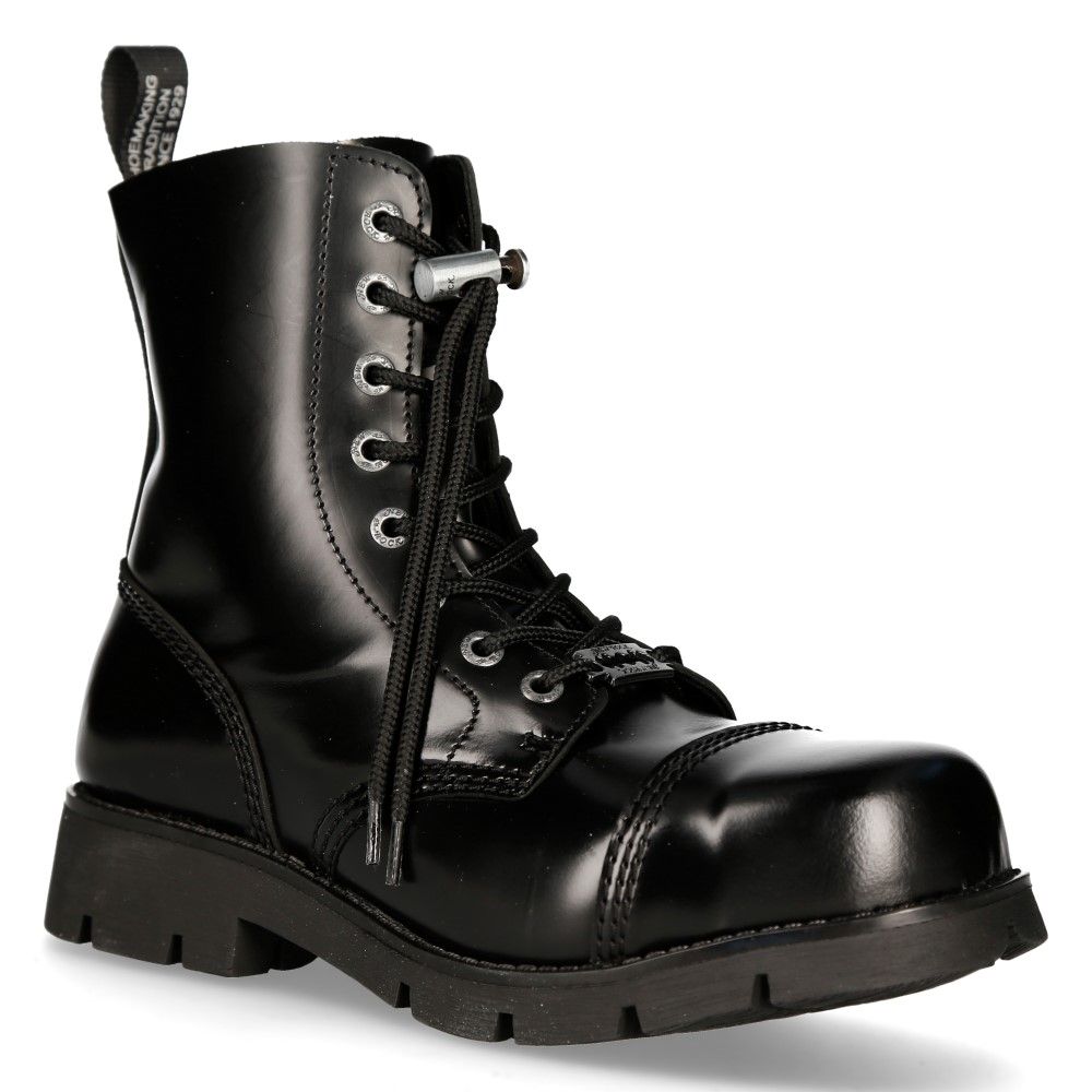 NEW ROCK - RANGER008CMTC-S1 - Black Leather Biker Boots