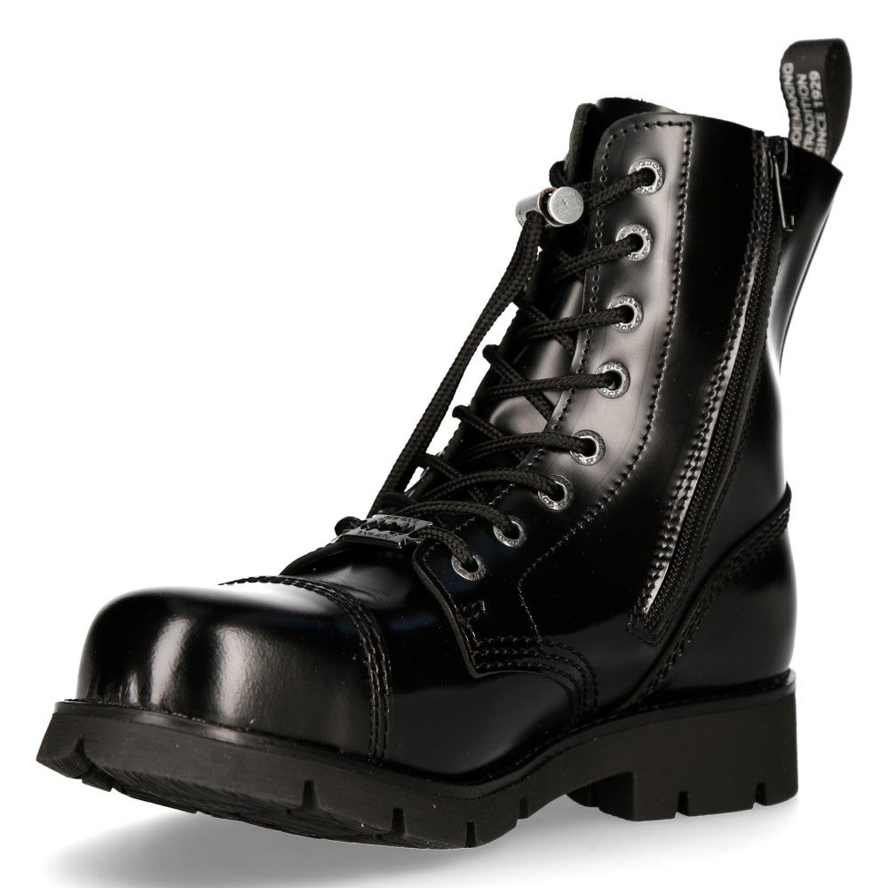 NEW ROCK - RANGER008CMTC-S1 - Black Leather Biker Boots – Leather ...